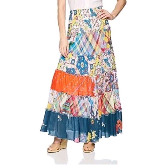 NWT JOHNNY WAS JWLA Colorful LIANA TIER Layered Gypsy Maxi Skirt M - Picture 1 of 9